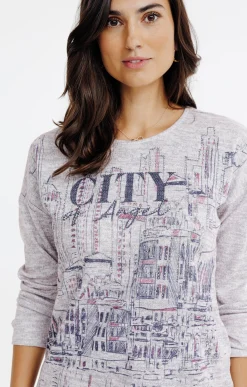 Tee-shirts<Armand Thiery T-SHIRT MANCHES LONGUES COL V - Rose