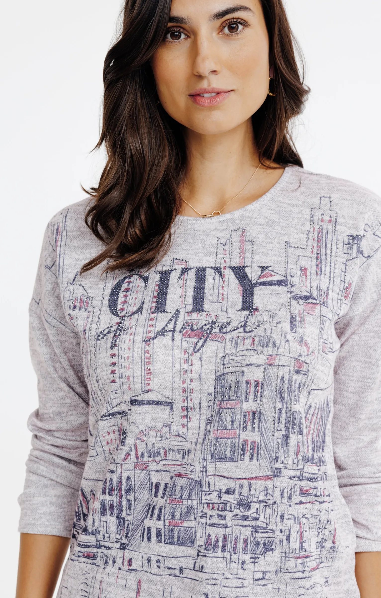 Tee-shirts<Armand Thiery T-SHIRT MANCHES LONGUES COL V - Rose