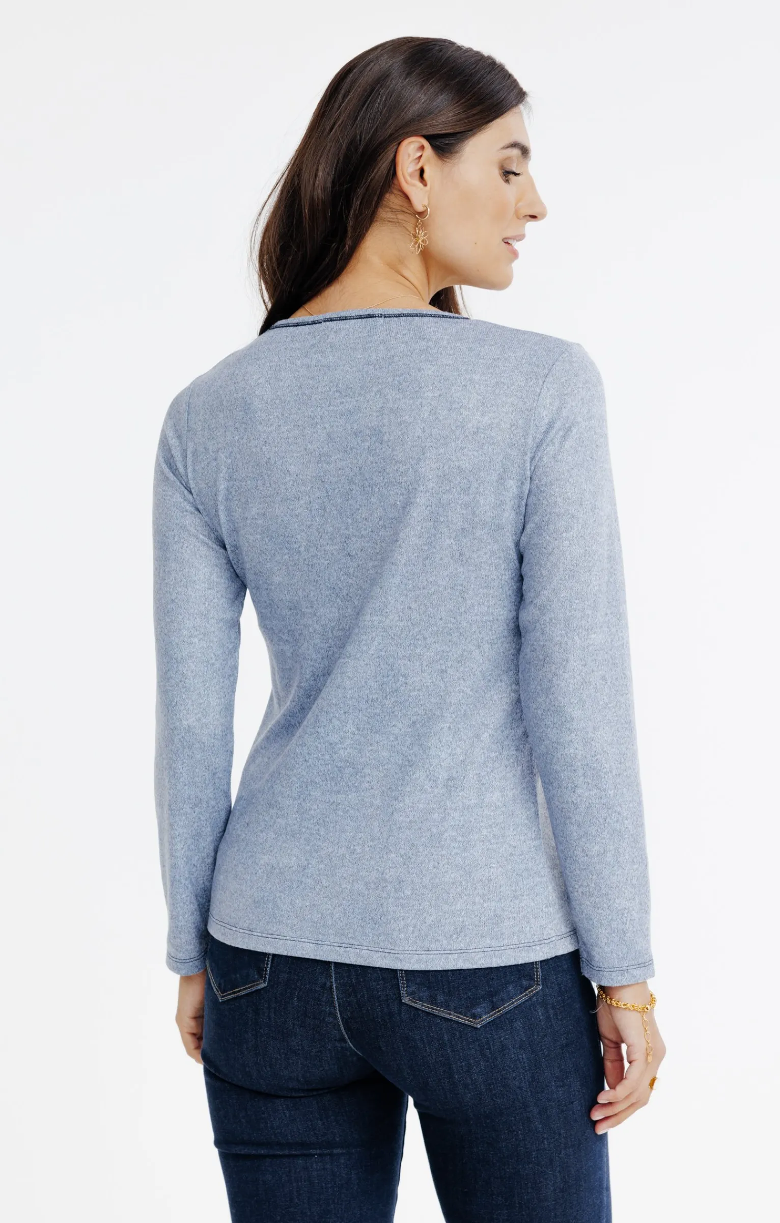 Tee-shirts<Armand Thiery T-SHIRT MANCHES LONGUES COL ROND - Bleuciel
