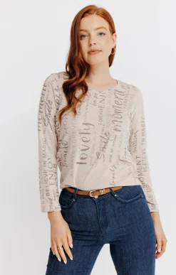 Tee-shirts<Armand Thiery T-SHIRT MANCHES LONGUES COL V - Beige