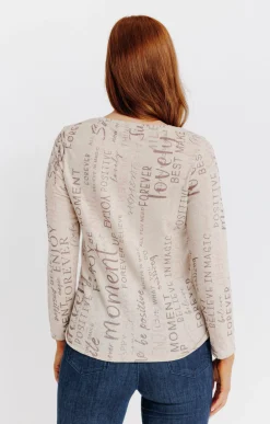 Tee-shirts<Armand Thiery T-SHIRT MANCHES LONGUES COL V - Beige