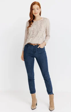 Tee-shirts<Armand Thiery T-SHIRT MANCHES LONGUES COL V - Beige