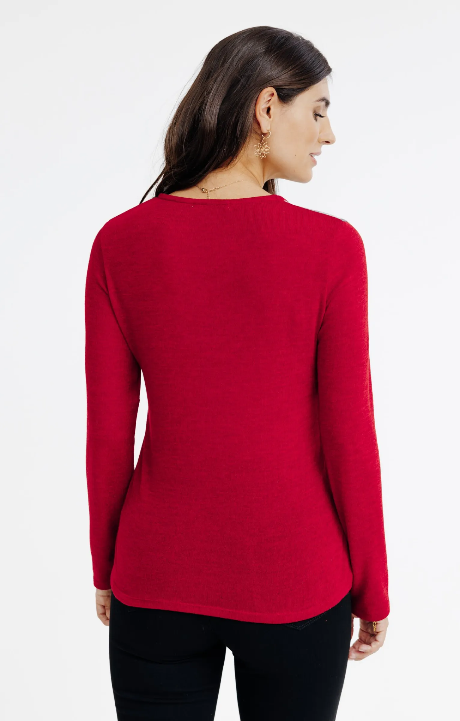 Tee-shirts<Armand Thiery T-SHIRT MANCHES LONGUES COL V - Rouge
