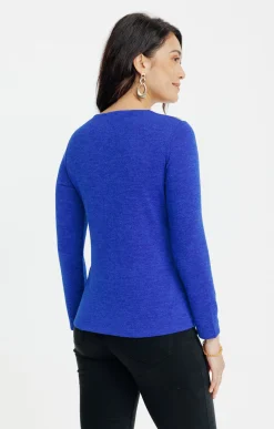 Tee-shirts<Armand Thiery T-SHIRT MANCHES LONGUES COL V - Bleudur