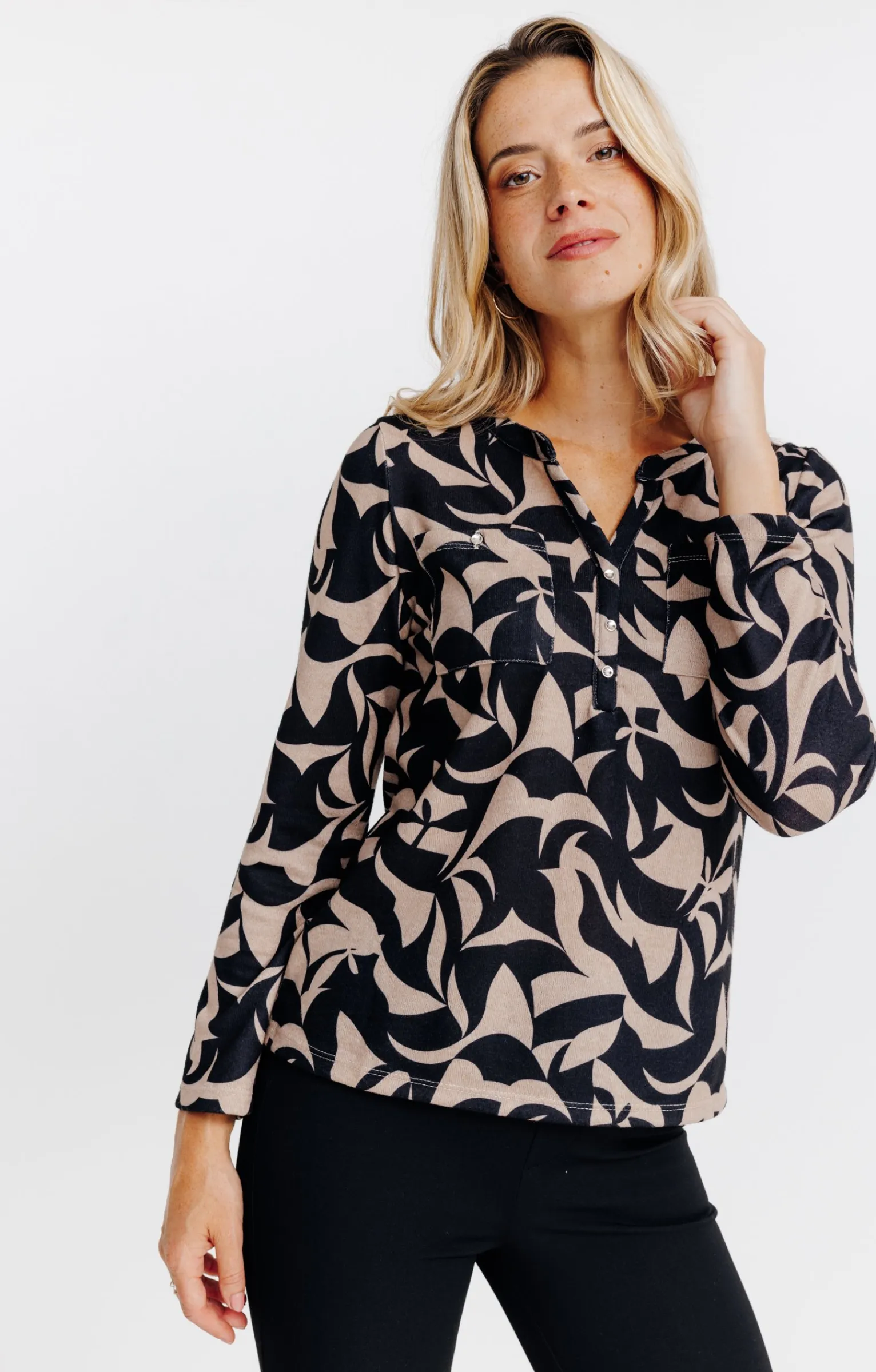 Tee-shirts<Armand Thiery T-SHIRT MANCHES LONGUES COL MAO - Noir