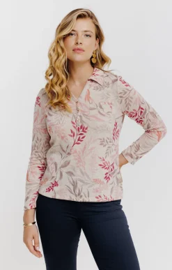 Tee-shirts<Armand Thiery T-SHIRT MANCHES LONGUES COL POLO - Beige
