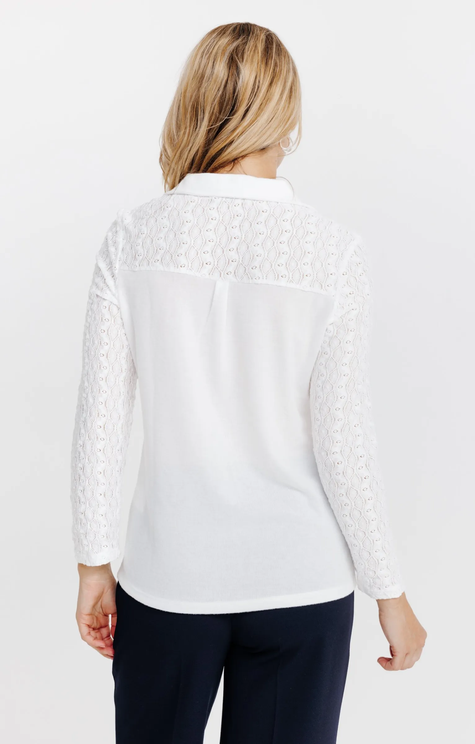 Tee-shirts<Armand Thiery T-SHIRT MANCHES LONGUES DENTELLE - Écru