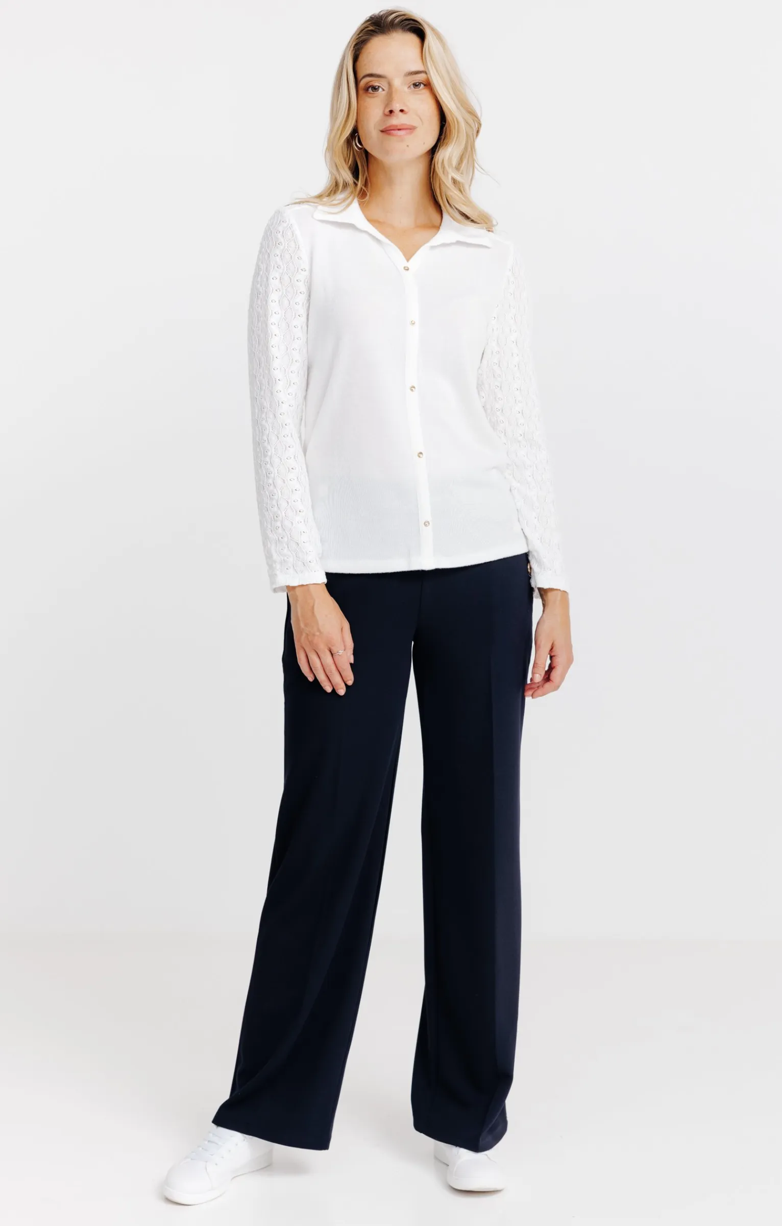 Tee-shirts<Armand Thiery T-SHIRT MANCHES LONGUES DENTELLE - Écru