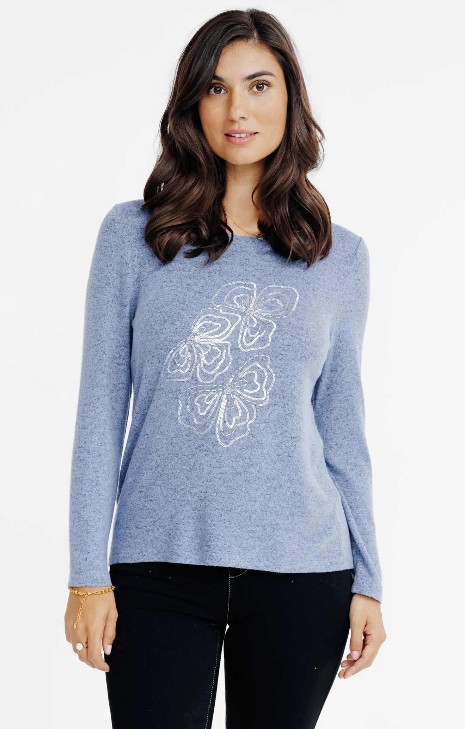 Tee-shirts<Armand Thiery T-SHIRT MANCHES LONGUES SEQUINS - Marine