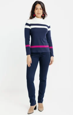 Tee-shirts<Armand Thiery T-SHIRT RAYE COL MONTANT - Liedevin