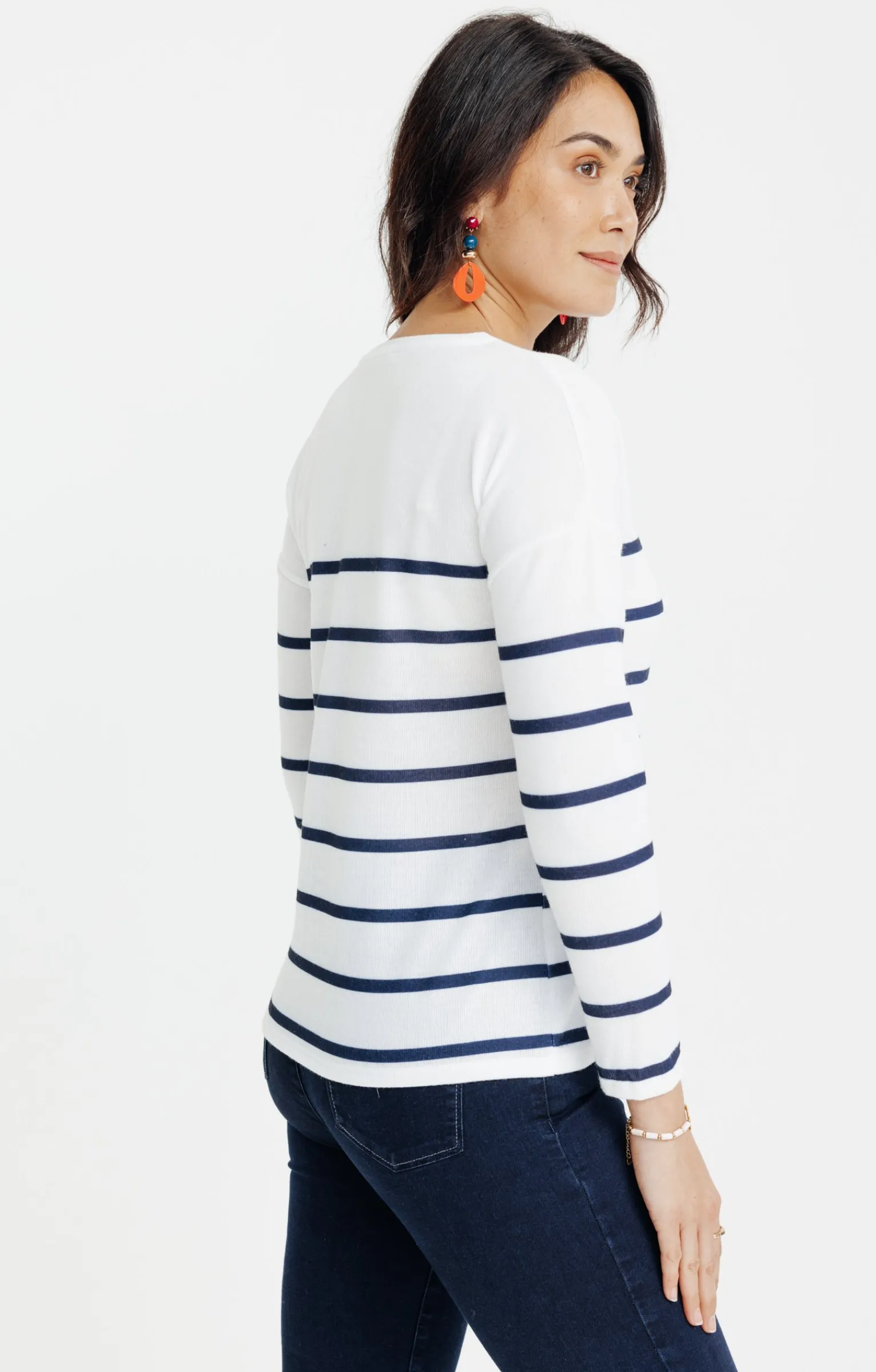 Tee-shirts<Armand Thiery T-SHIRT RAYE MANCHES LONGUES - Écru