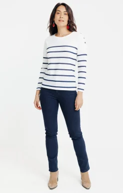 Tee-shirts<Armand Thiery T-SHIRT RAYE MANCHES LONGUES - Écru