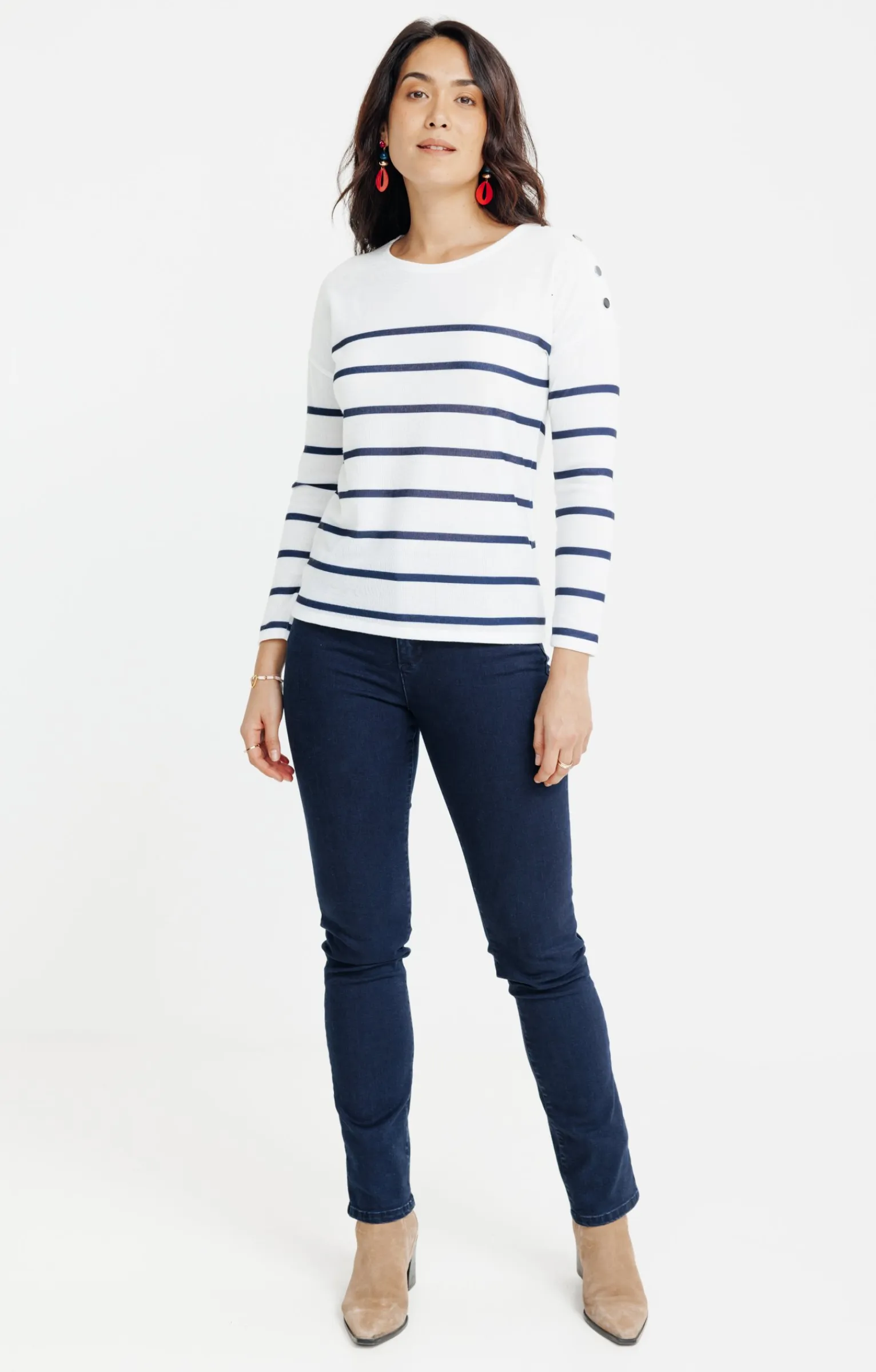 Tee-shirts<Armand Thiery T-SHIRT RAYE MANCHES LONGUES - Écru