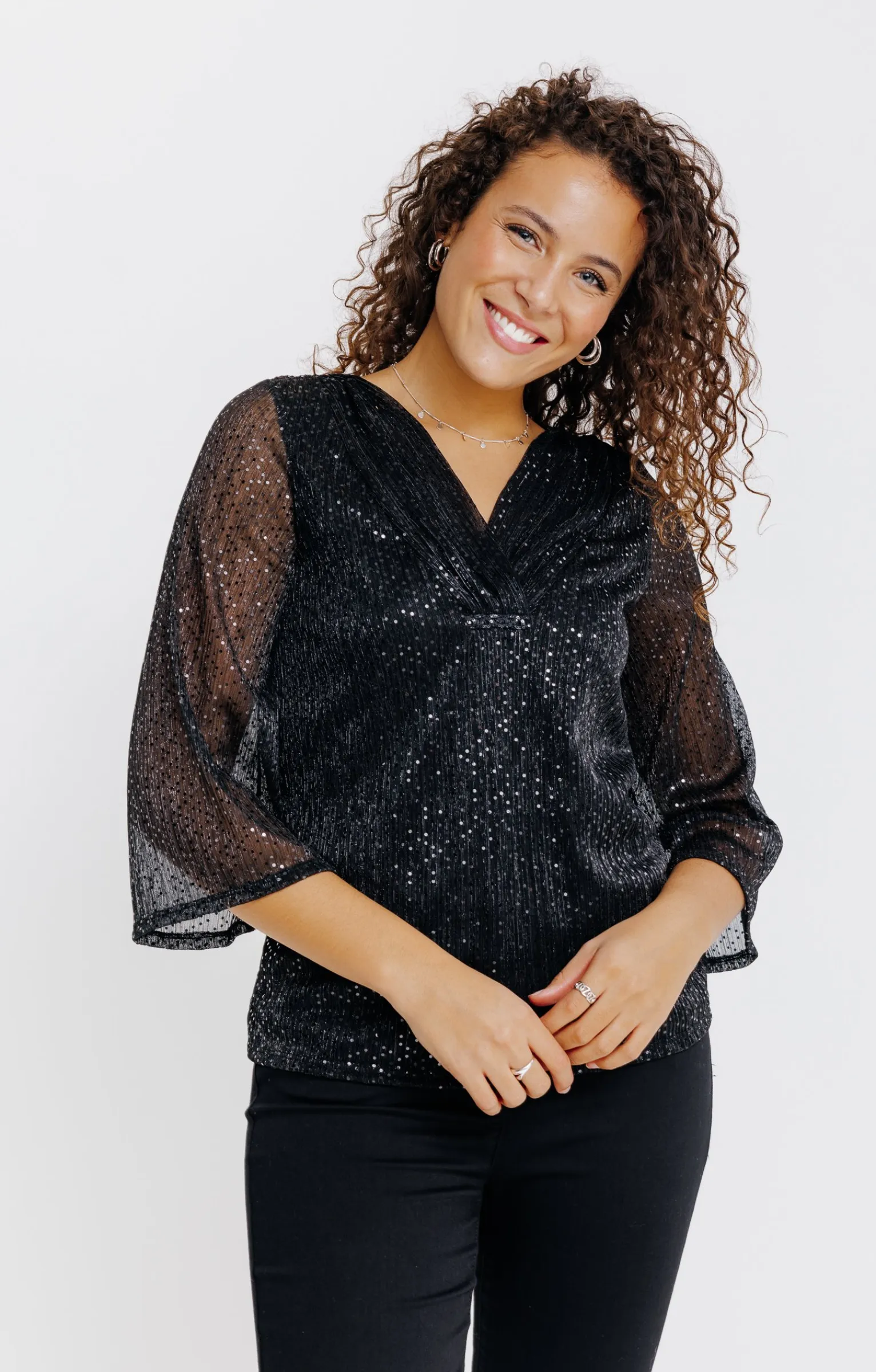 Tee-shirts<Armand Thiery T-SHIRT SEQUIN MANCHES 3/4 - Noir
