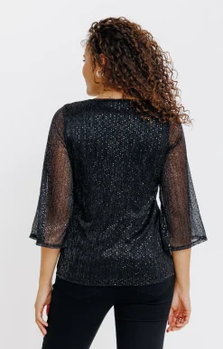 Tee-shirts<Armand Thiery T-SHIRT SEQUIN MANCHES 3/4 - Noir
