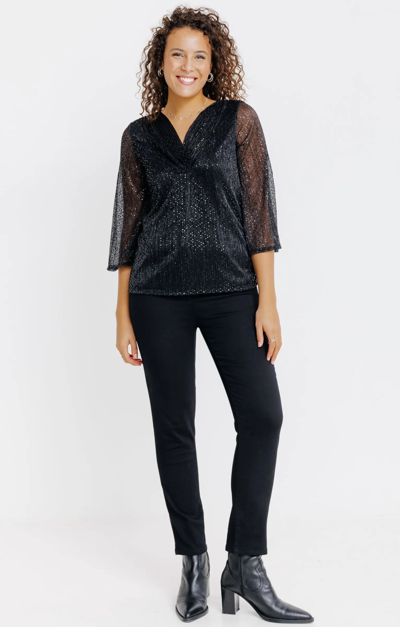 Tee-shirts<Armand Thiery T-SHIRT SEQUIN MANCHES 3/4 - Noir