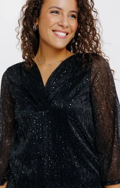 Tee-shirts<Armand Thiery T-SHIRT SEQUIN MANCHES 3/4 - Noir