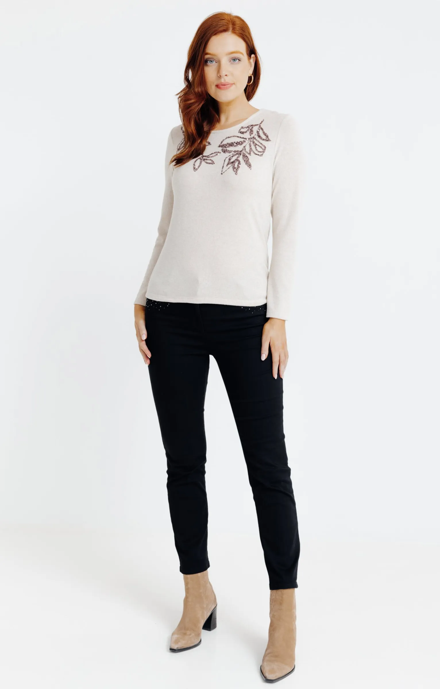 Tee-shirts<Armand Thiery T-SHIRT SEQUINS MANCHES LONGUES - Beige