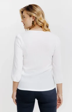 Tee-shirts<Armand Thiery T-SHIRT UNI DETAIL DENTELLLE EPAULE - Écru