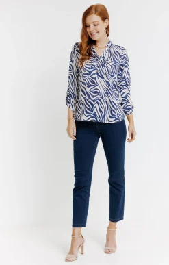 Chemisiers<Armand Thiery Tunique col chemise imprimée zebre - Bleu