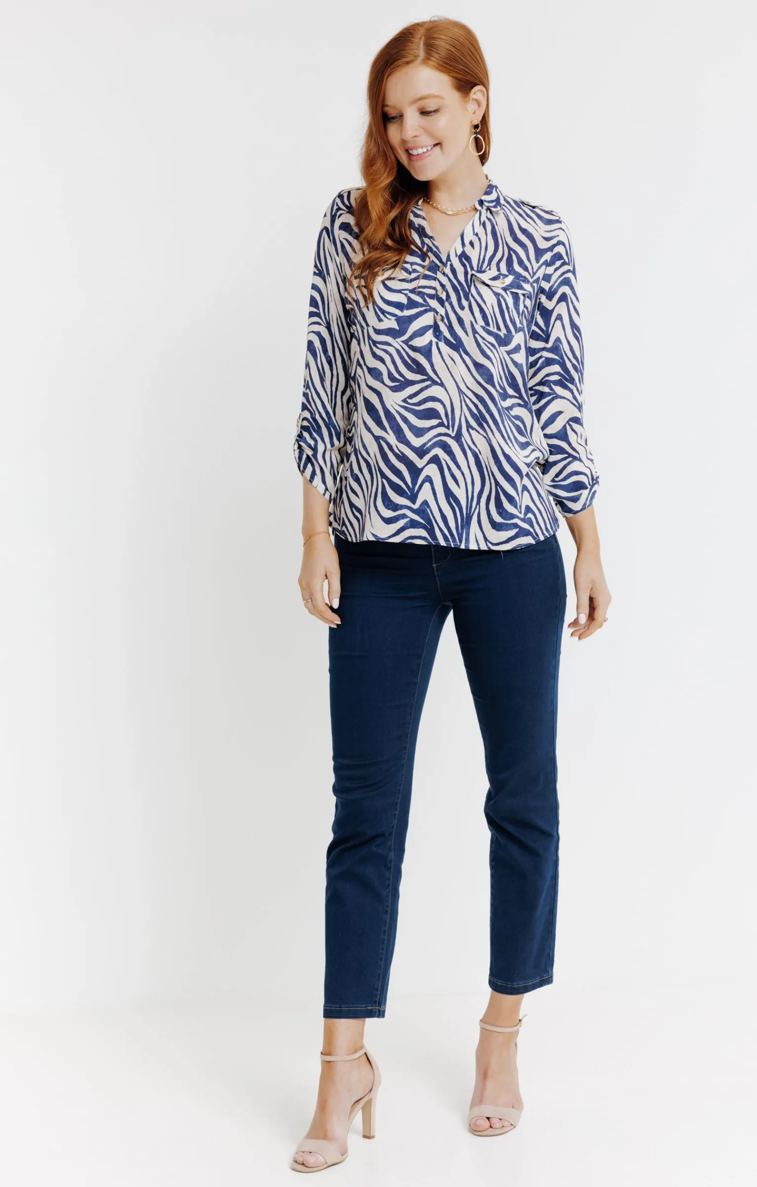 Chemisiers<Armand Thiery Tunique col chemise imprimée zebre - Bleu