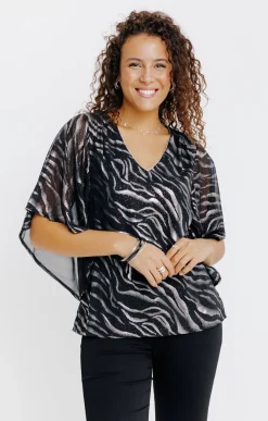 Chemisiers<Armand Thiery TUNIQUE FETE IMPRIME ZEBRE BRILLANT - Noir
