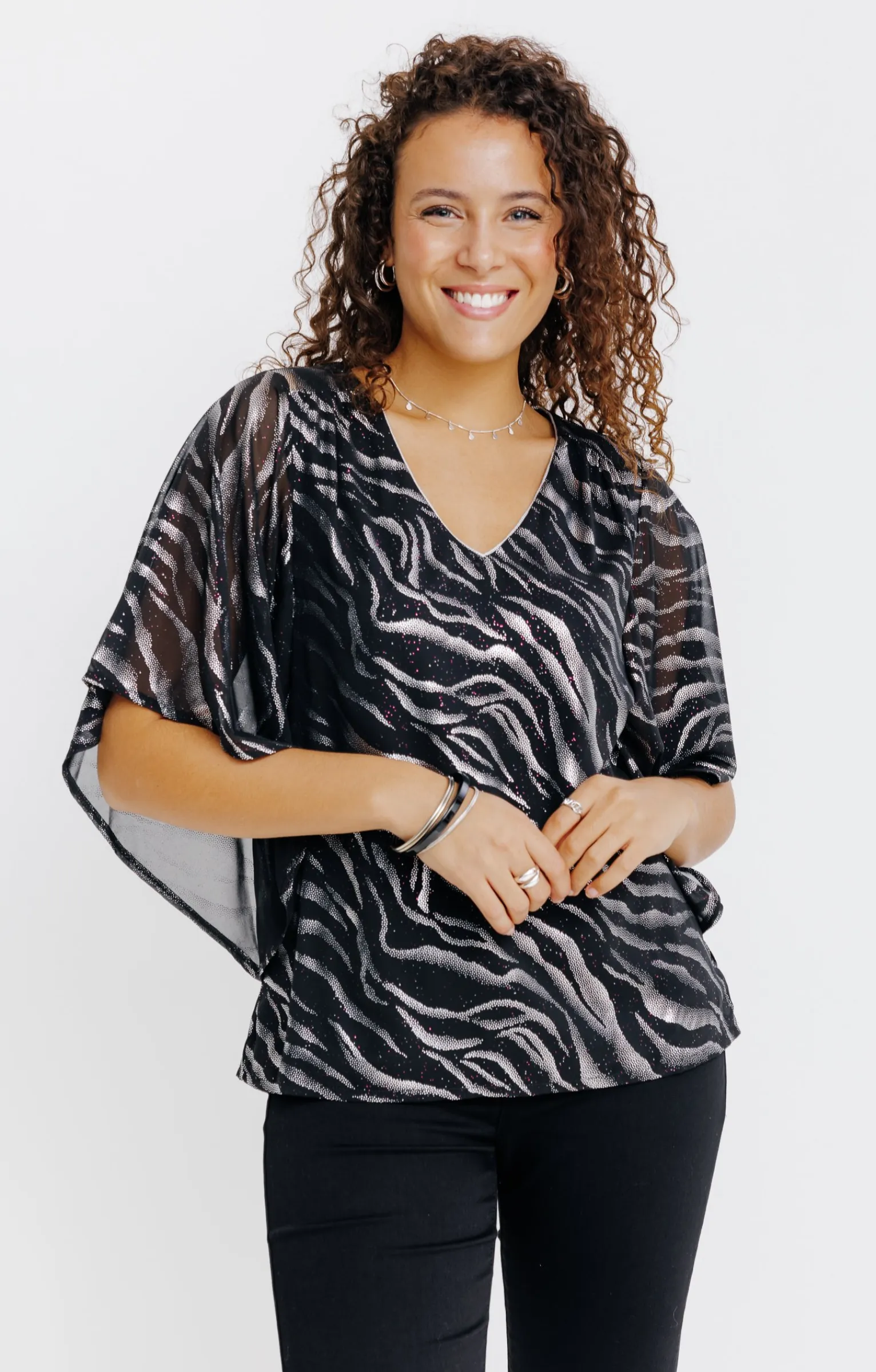 Chemisiers<Armand Thiery TUNIQUE FETE IMPRIME ZEBRE BRILLANT - Noir