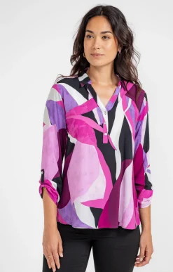 Chemisiers<Armand Thiery TUNIQUE IMPRIME COLORE COL CHEMISE - Aubergine