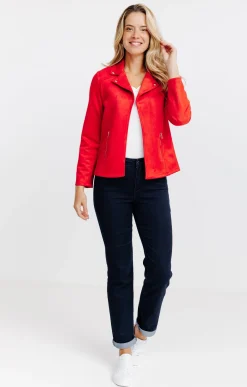 Vestes<Armand Thiery Veste perfecto en suédine non doublée - Rouge