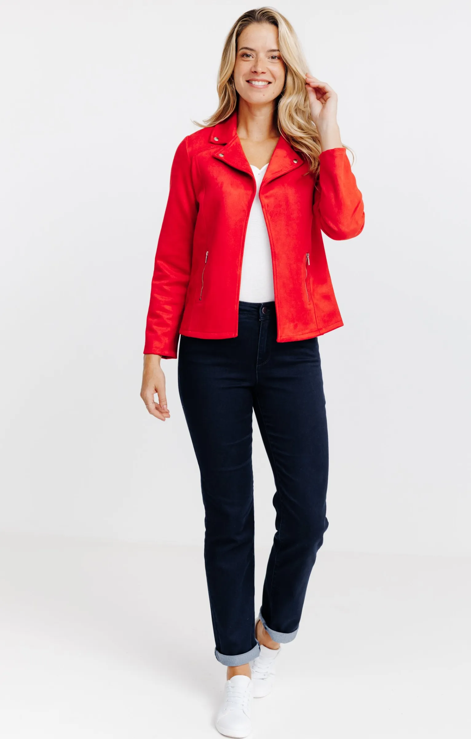 Vestes<Armand Thiery Veste perfecto en suédine non doublée - Rouge